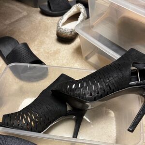 Black Cutout Heeled Bootie